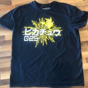 Pokémon Adult tee shirt Navy Blue with Yellow size Large